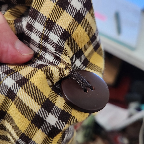 Harold’s Size 10 Brown White Yellow Plaid Mini Skirt Front Pockets Preppy 19" - Picture 14 of 14